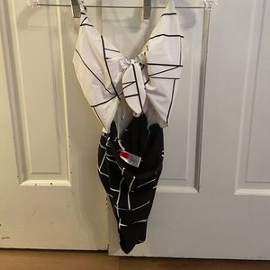 black and white geometric one piece swimsuit